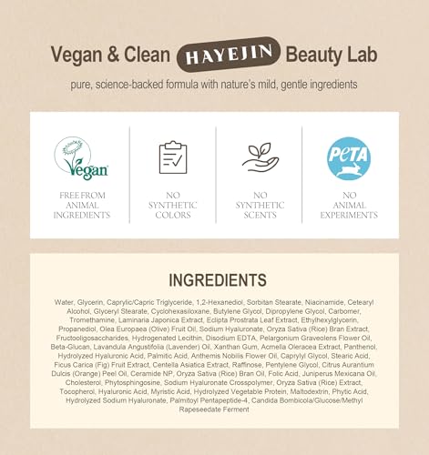 HAYEJIN RiceFila Moisturizing Cream - 50HR Hydrating Day and Night Moisturizer Face Cream with Niacinamide, 8 Hyaluronic Acids & 6 Peptides - Lightweight & Layerable Vegan Korean Skincare 1.69 fl oz